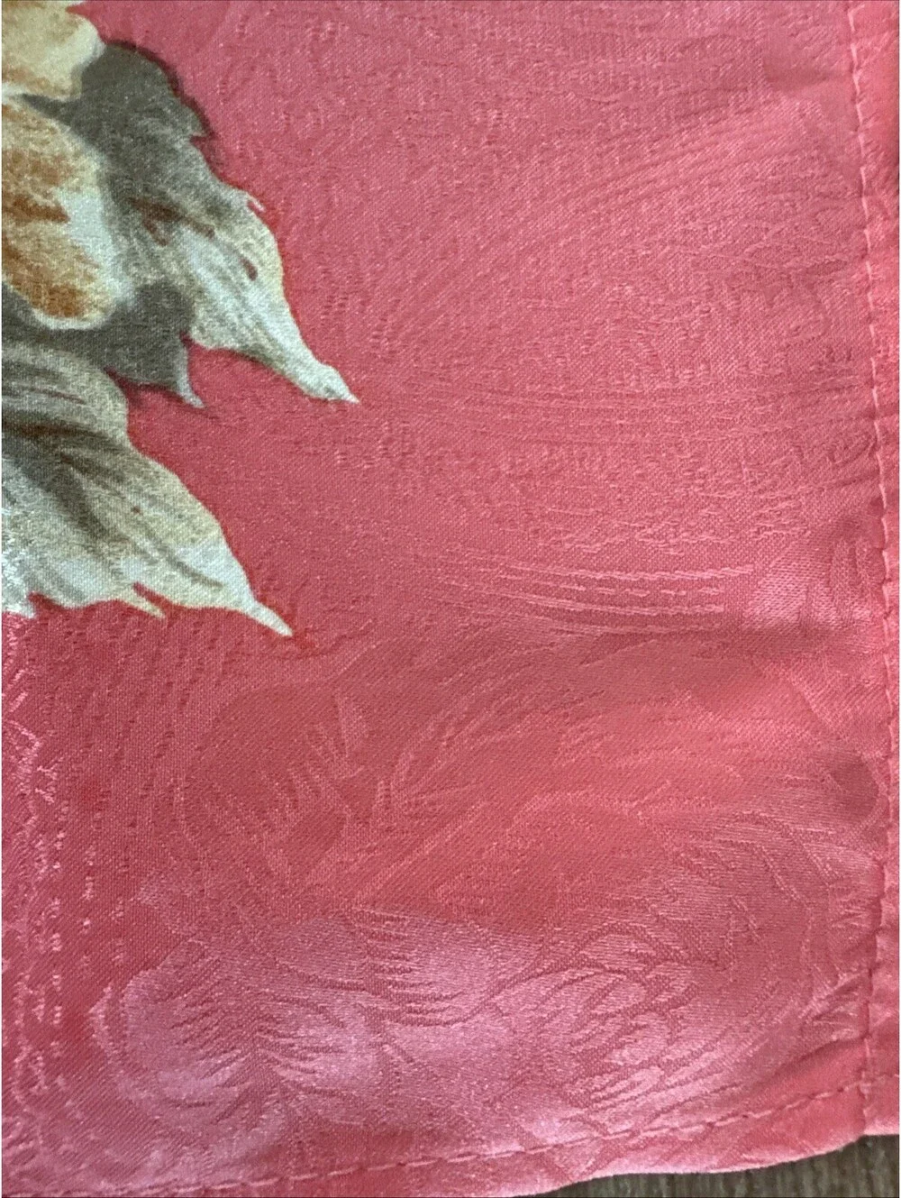 Ornate Perfume Bottle Flower Pattern Large Square Scarf Coral Cream 35x35